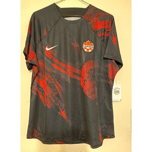 NWT Women's Nike Dri-Fit Canada Short Sleeve Pre-Match Top Size Large Red Black